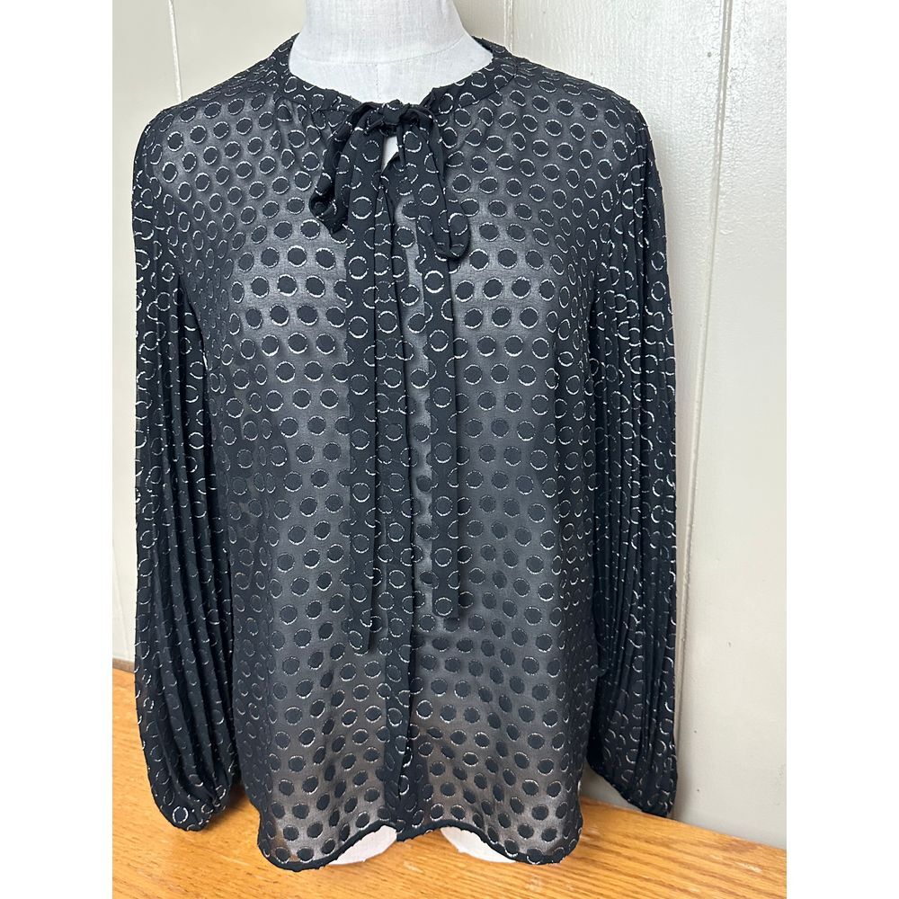 Akris Punto Top Women's Size 8‎ Devore Dot Tieneck Blouse